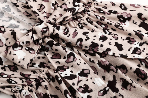 Sexy Irregular Leopard Printed V-Neck Dress