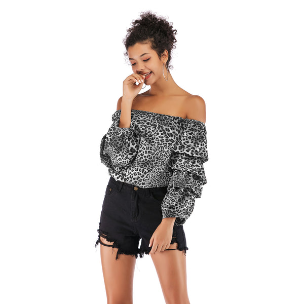 Sexy Off-the-Shoulder Leopard Print Top