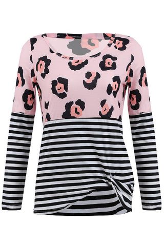 Striped Stitching Long Sleeve T-Shirt