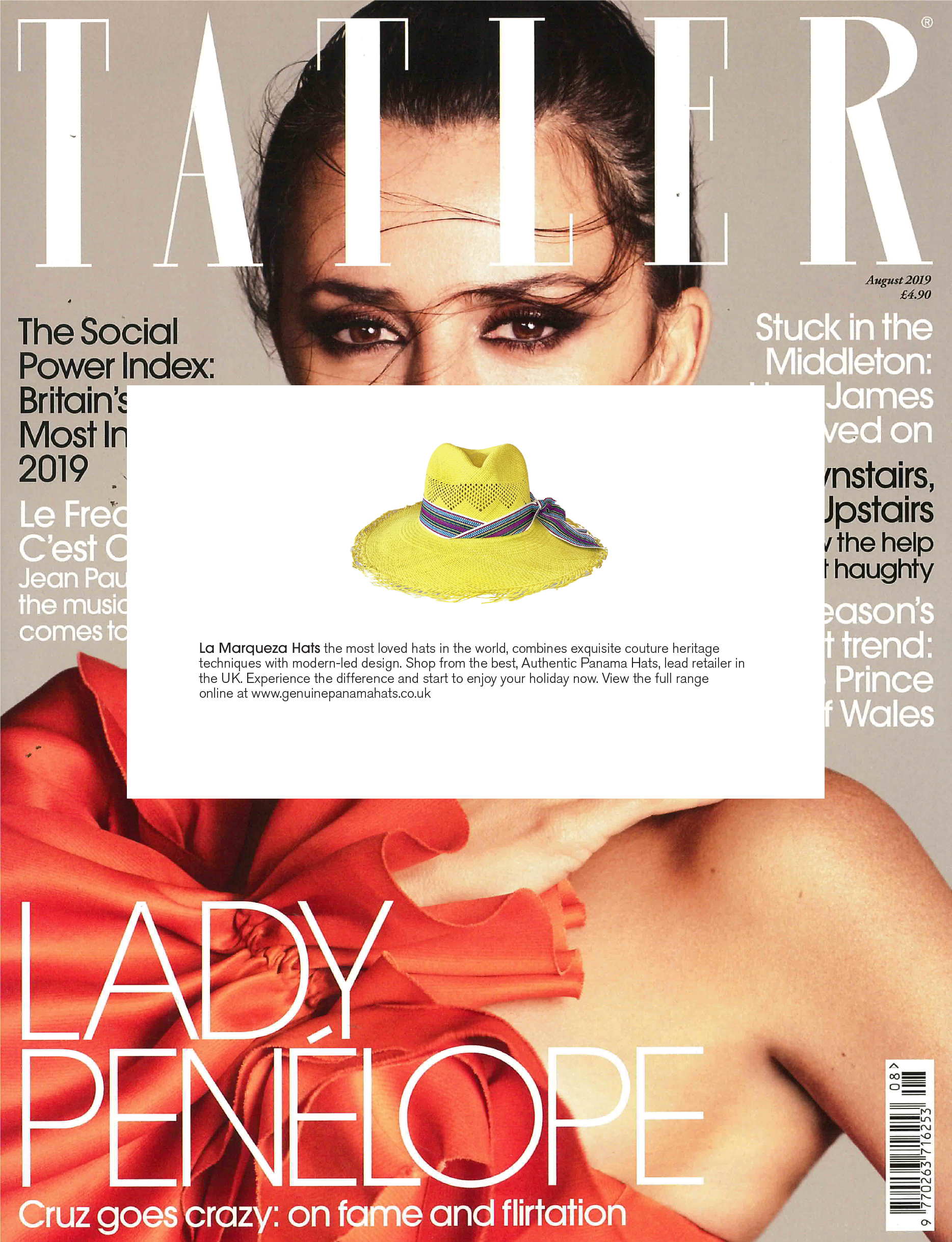 Penelope Cruz Panama Hat Tattler Magazine UK