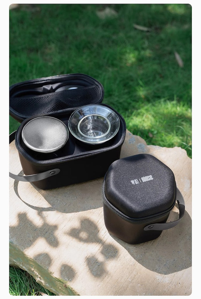 HUMSIE Travel Tea Set Carrying Quick Cup One Pot Two Cups Outdoor Kung Fu Tea Cup Simple Brewing Teapot Set