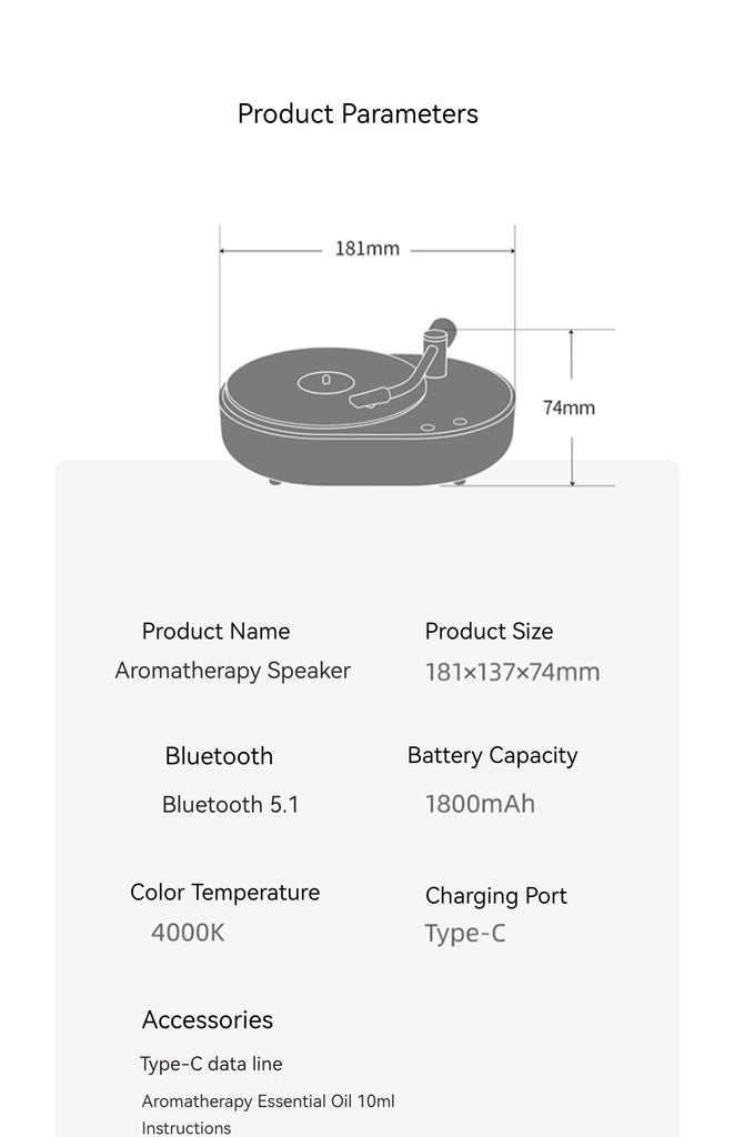 EZVALO Aromatherapy Bluetooth Speaker with Atmosphere Light Bedroom Multifunctional Night Light Sleep Light Retro Birthday Gift