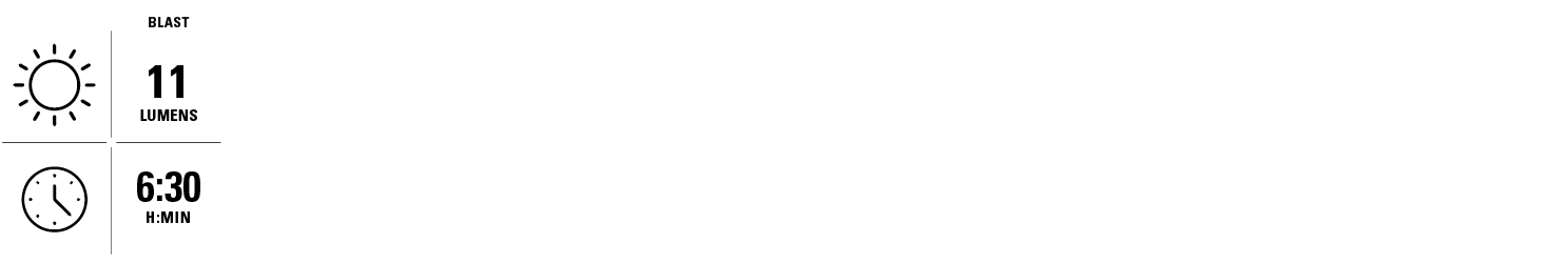 Blast 11 lumens for 6 hours and 30 minutes.