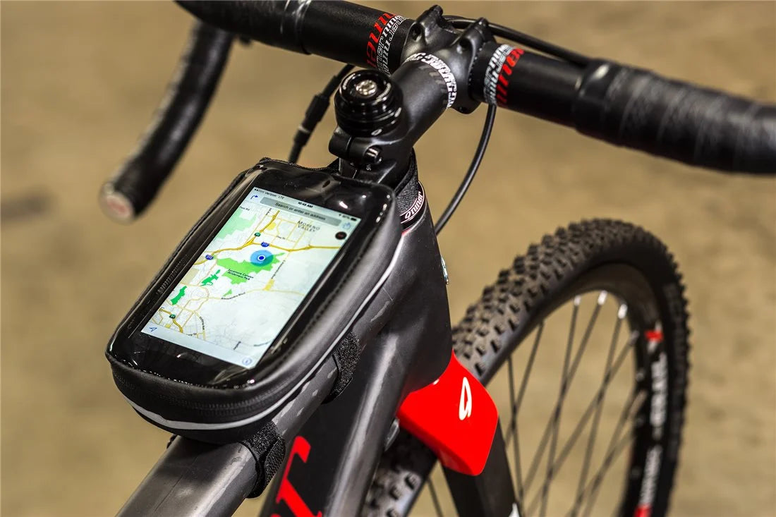 Smart Energy Caddy mounted on a bike with phone Inside