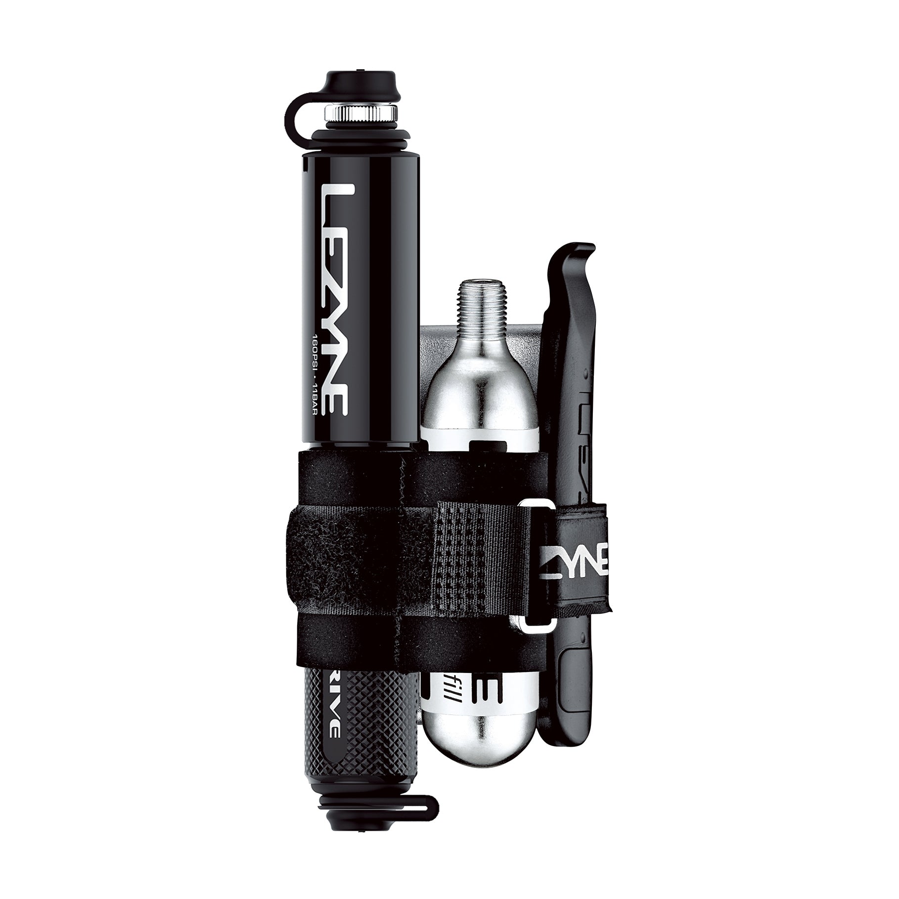 Pocket drive bicycle hand pump, loaded kit with CO2 and tire levers