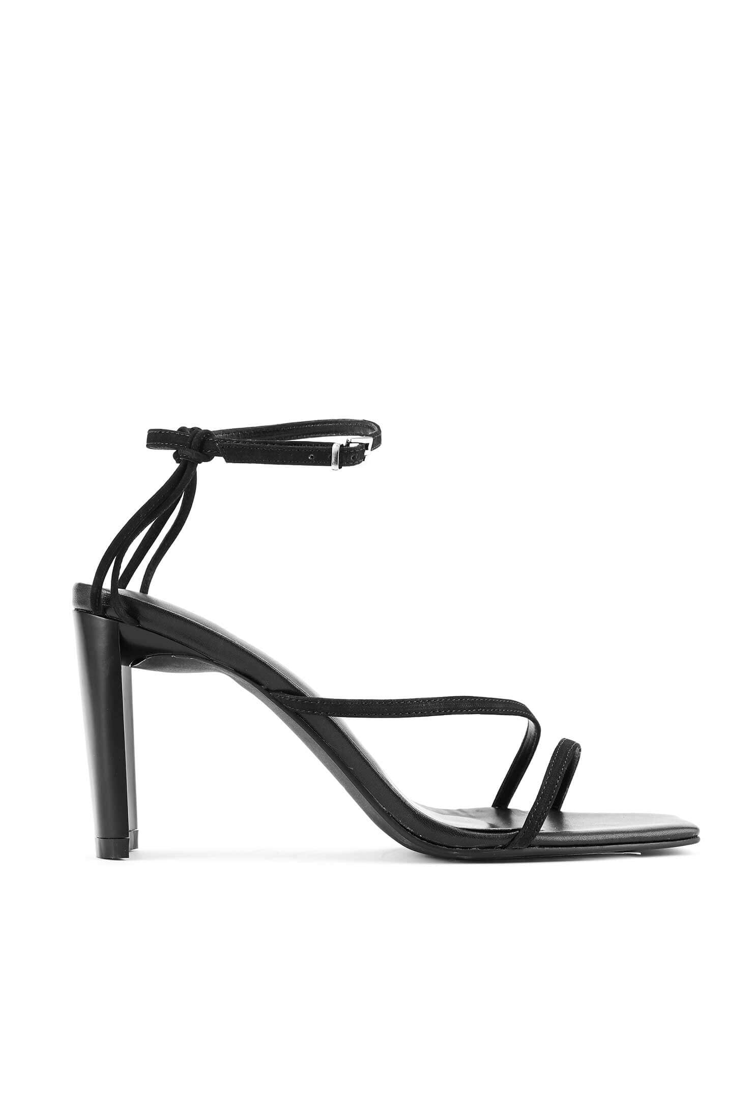 The Cyrus Black | Thin Leather Strap Heel | Nakedvice