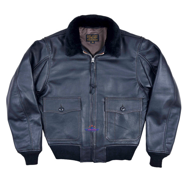 FLIGHT G1 BOMBER NAVAL FLYING MEN JACKET USN GOATSKIN BLACK LEATHER ...