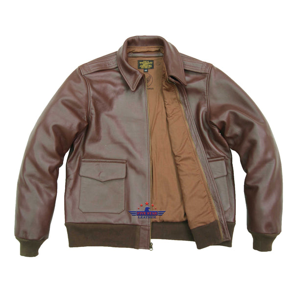 MEN'S TYPE A2 BRONCO MILITARY FLIGHT REAL GOATSKIN LEATHER JACKET ...