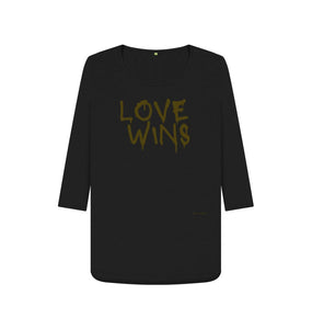 Black Love Wins 3\/4 Length Sleeve T Shirt
