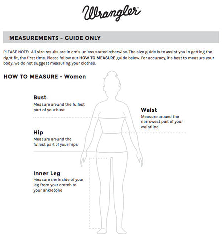 Wrangler Size Guide