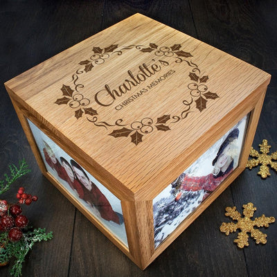 Woodland Mistletoe Design Christmas Oak Memory Box - Shop Personalised Gifts
