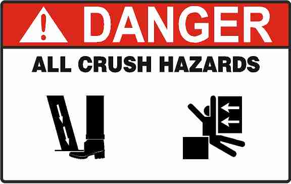 Crush Hazard Stickers for Cranes and Bucket Trucks