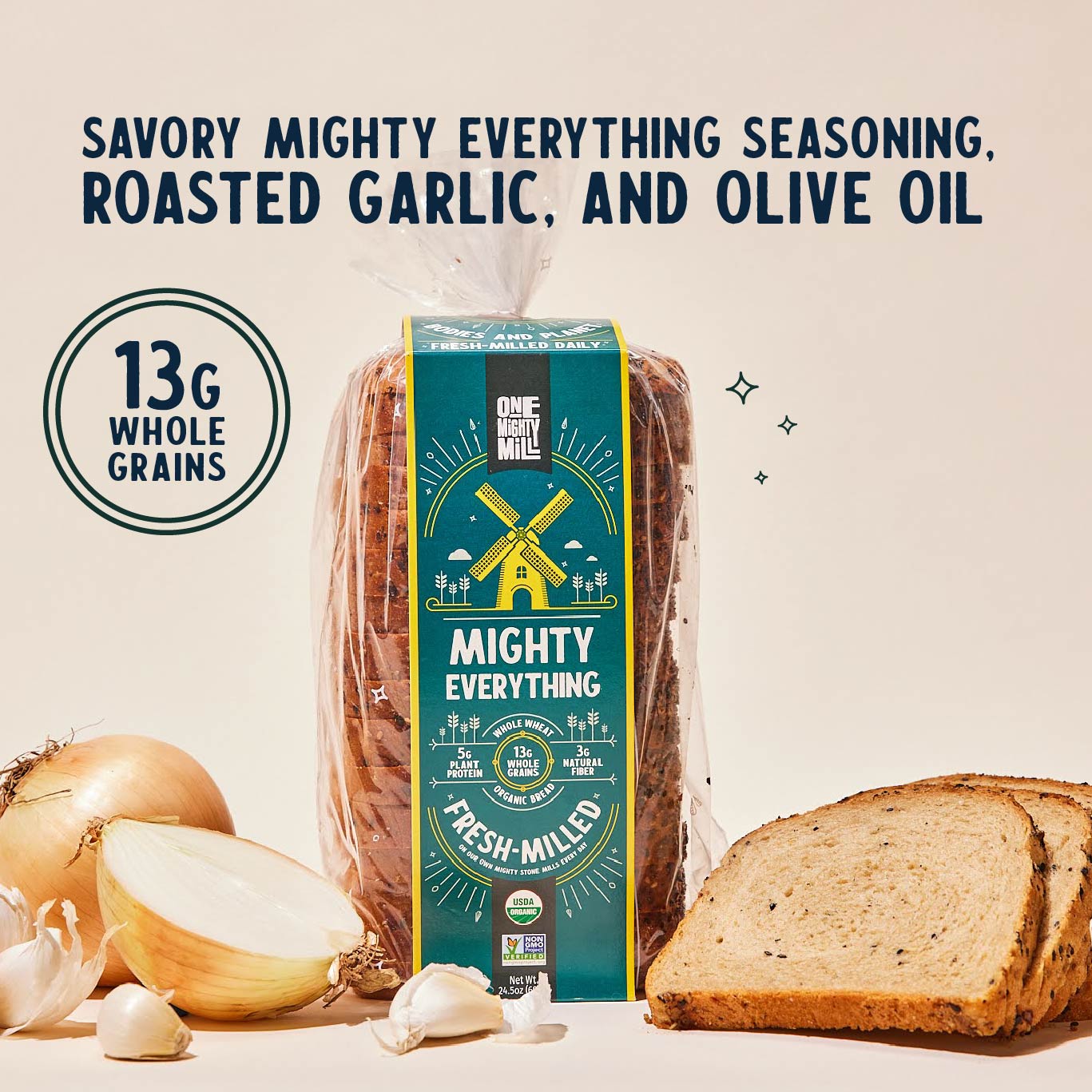 One Mighty Mill Everything Fresh-Milled Mighty Bagels, 4 ct / 12 oz -  Harris Teeter