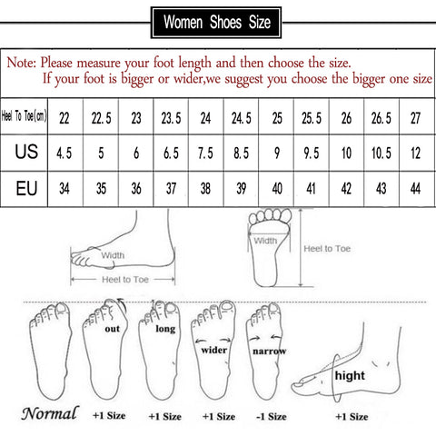 womens sandals sizing chart