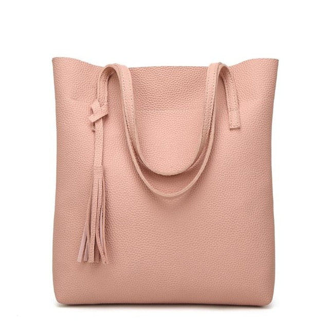 soft tassel bucket bag