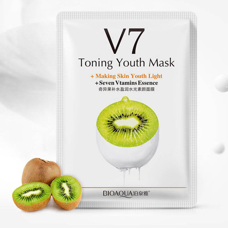 V7 Toning Youth Seven Vitamins Essence Facical Mask Orange Apple Kiwi Strawberry Bioaqua Official Store