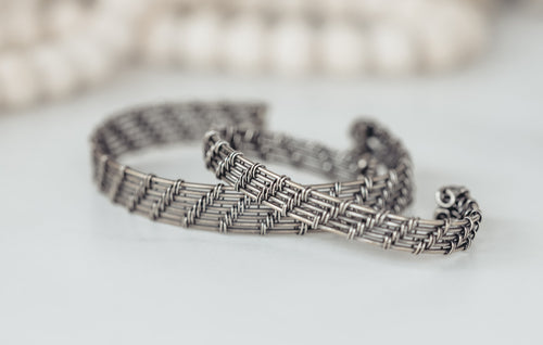 Six Wire Weave Solid 925 Sterling Silver Cuff Bracelet 13mm B4005 | eBay