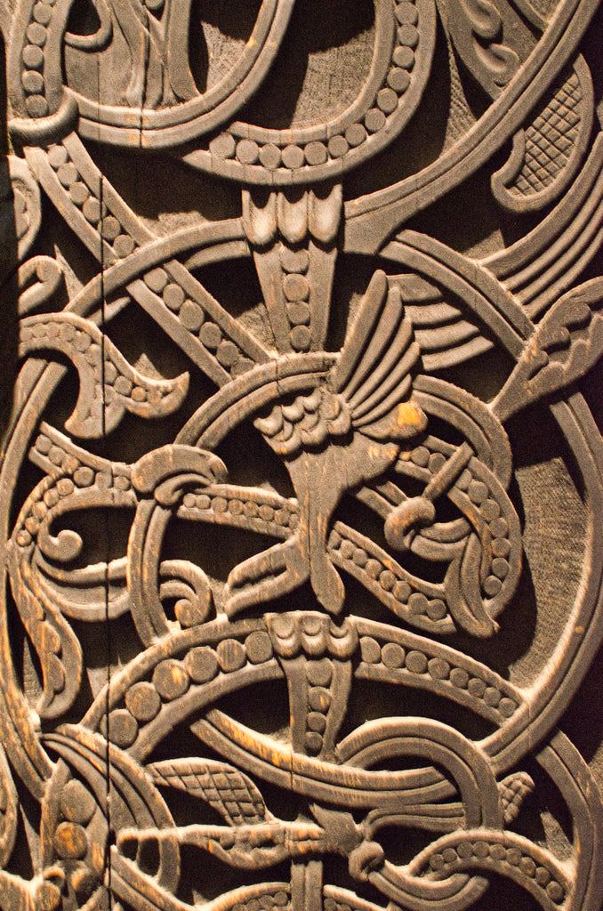 Carved wooden doorframe