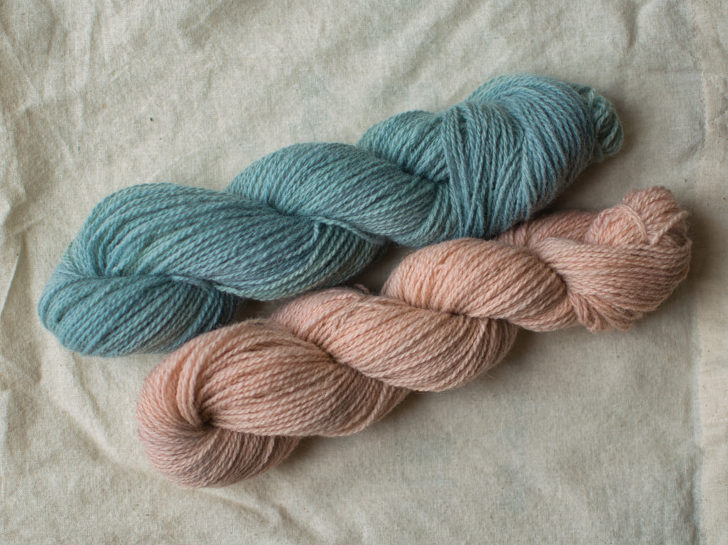 Woad dyed wool yarn skeins