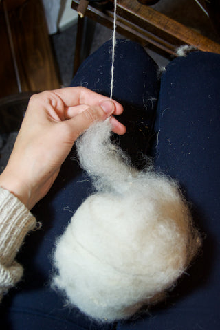 Spinning wool from faux tops