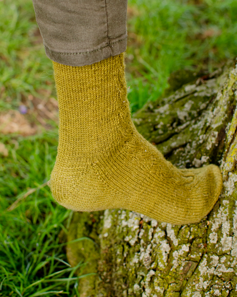 Cordage socks: detail view of heel
