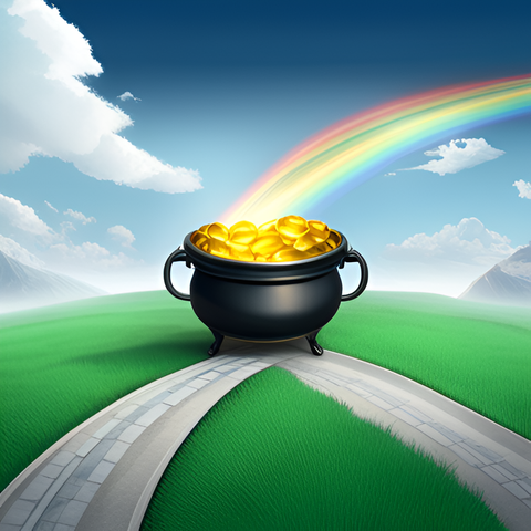 Pot of gold at the end of two paths