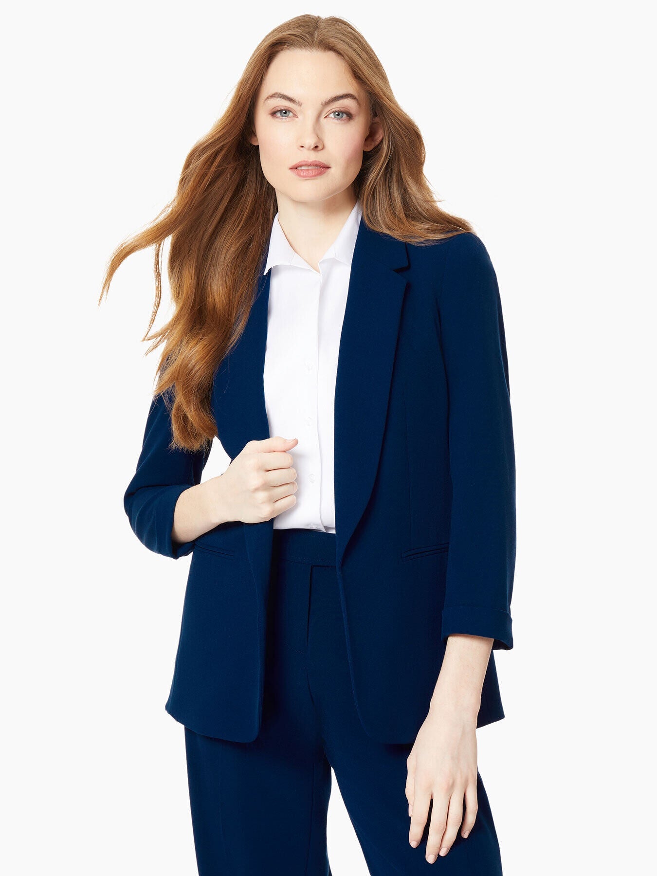 Image of Notch Collar Rolled Cuff Bi-Stretch Blazer