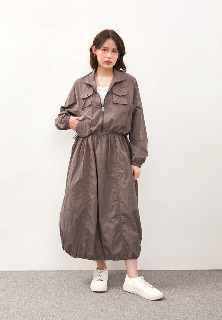 Product image for NOA STUDIO - KAZUE Cropped Nylon Jacket - Grey