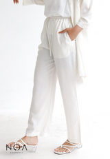 SET PROMO : MAYUKO Tencel Kimono Outer with MAYUKO Tencel Long Pants - White