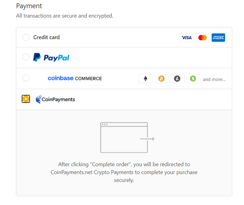 Select Coinbase or CoinPayments