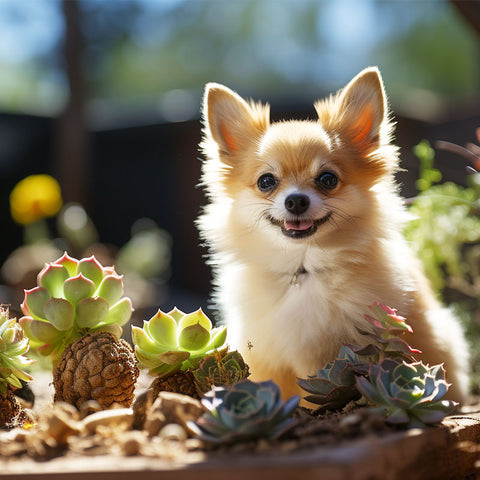 cute-dog-and-beautiful-succulents