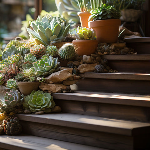 placing-succulents-on-stairs-to-utilize-natural-terrain-for-shading
