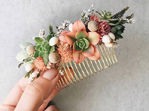 Making hair accessories with live succulents