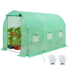 EAGLE PEAK 10' x 7' x 7' / 13' x 7' x 7' Large Walk-in Greenhouse Tunnel Garden Plant House w/ Roll-up Zippered Entry Door and Roll-up Side Windows, Green