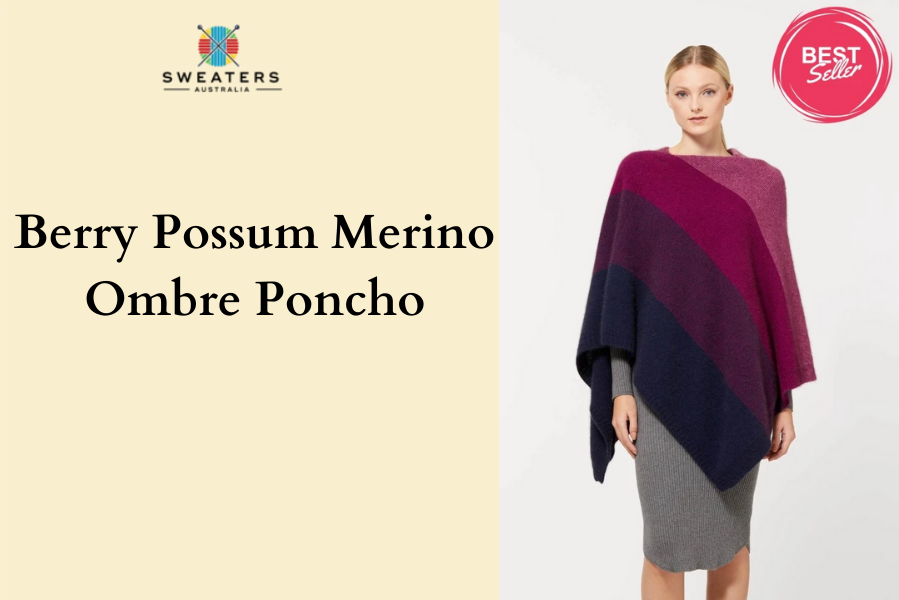 Berry Possum Merino Ombre Poncho