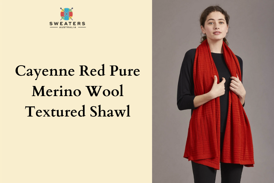 Cayenne Red Pure Merino Wool Textured Shawl