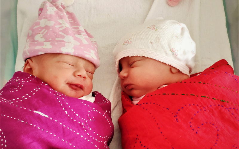 babies in khushi kantha blankets