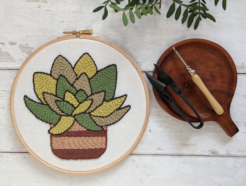 punch needle work of a plant