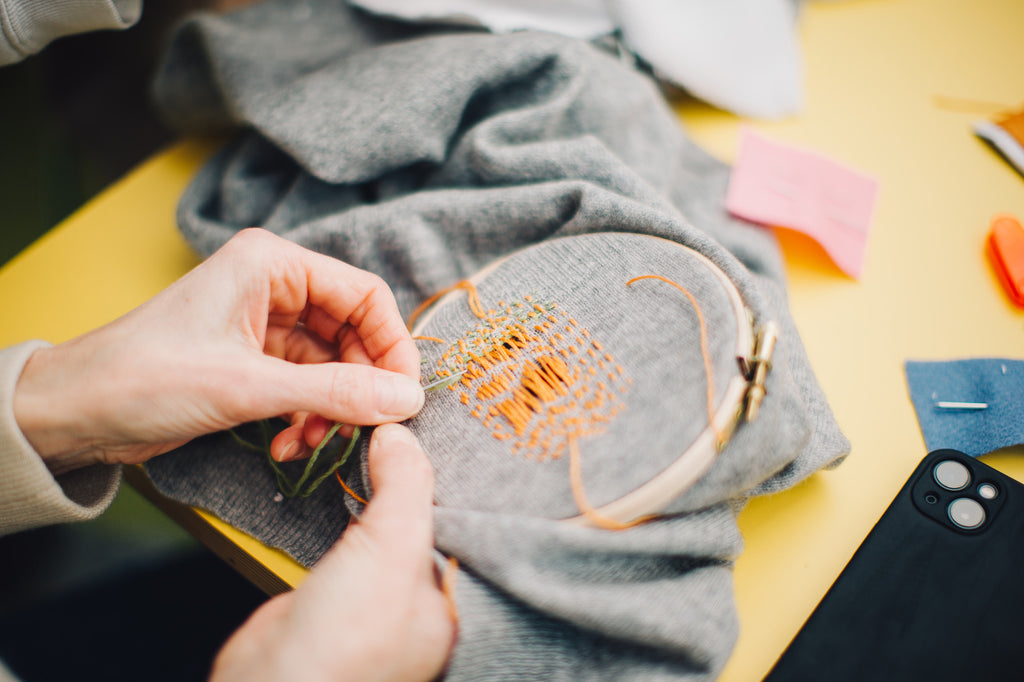Visible mending embroidery