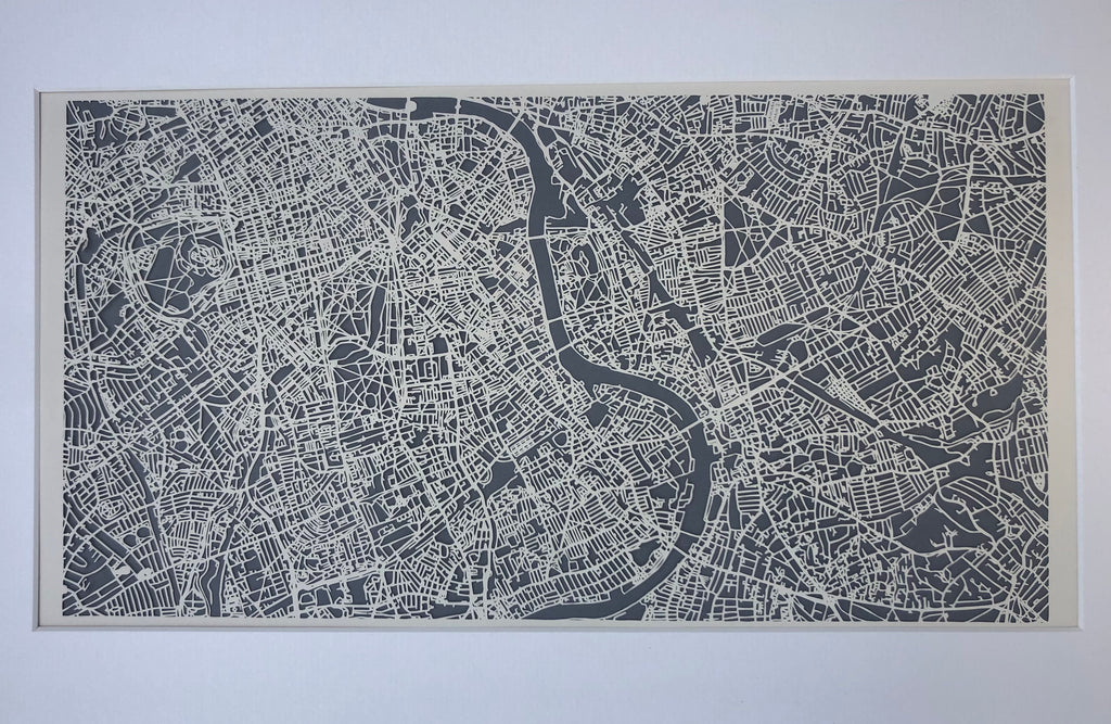 paper cutting of a map of London