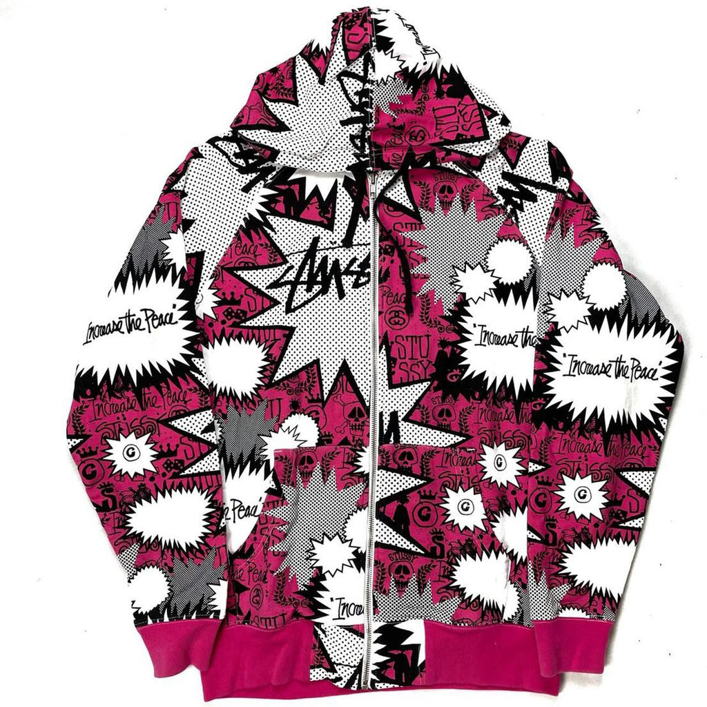 Buy STUSSY Monogram Fullprint Hoodie Sweater Large Size Online in