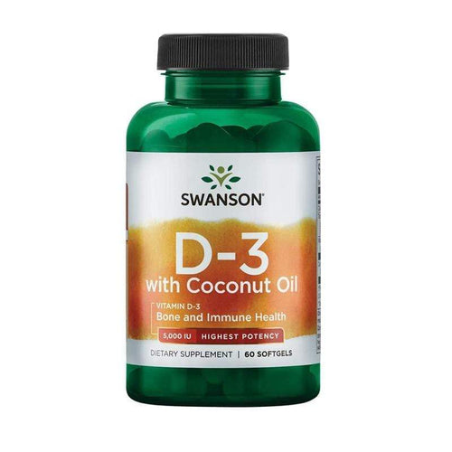 Vitamin D3 s kokosovim uljem 2000 IJ Swanson 60 kapsula