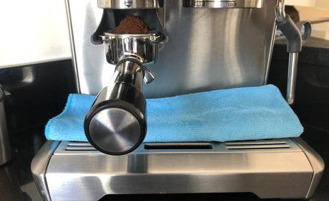 Stop the Barista Express from getting dirty with a microfibre cloth 