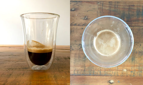 Perfect espresso - Side and top view - With Crema