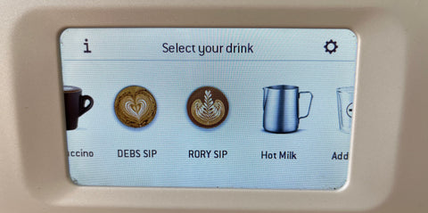 Custom drink choices on Barista Touch
