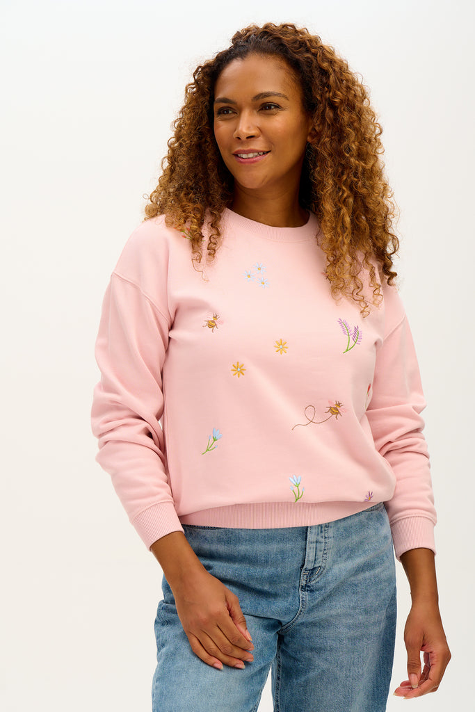 Davina Sweatshirt - Green, Daisies Embroidery – Sugarhill Brighton