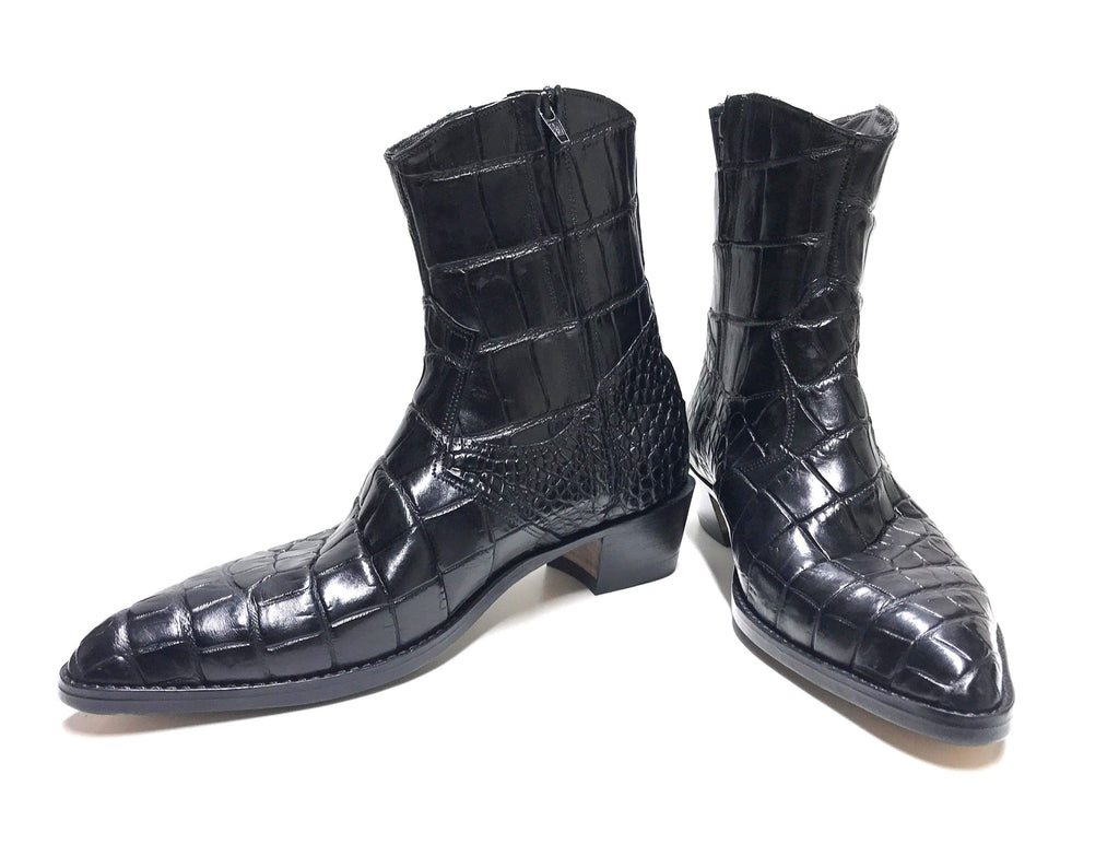 black croc skin boots