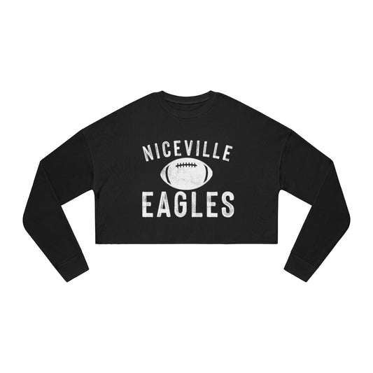 DISTRESSED VARSITY EAGLES FOOTBALL - Women's Cropped Crew