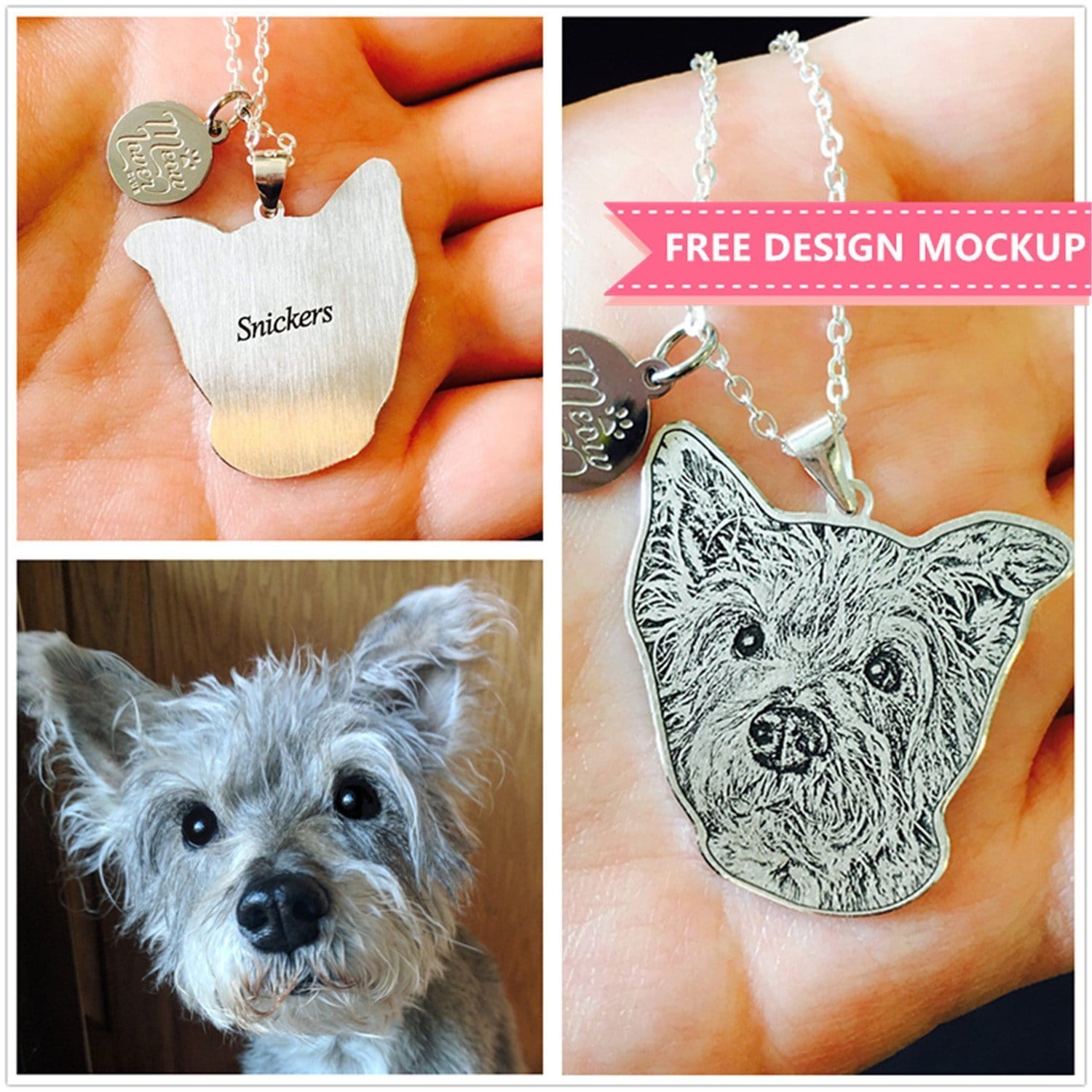Gravierte Foto-Halskette mit Ihrem geliebten Haustier