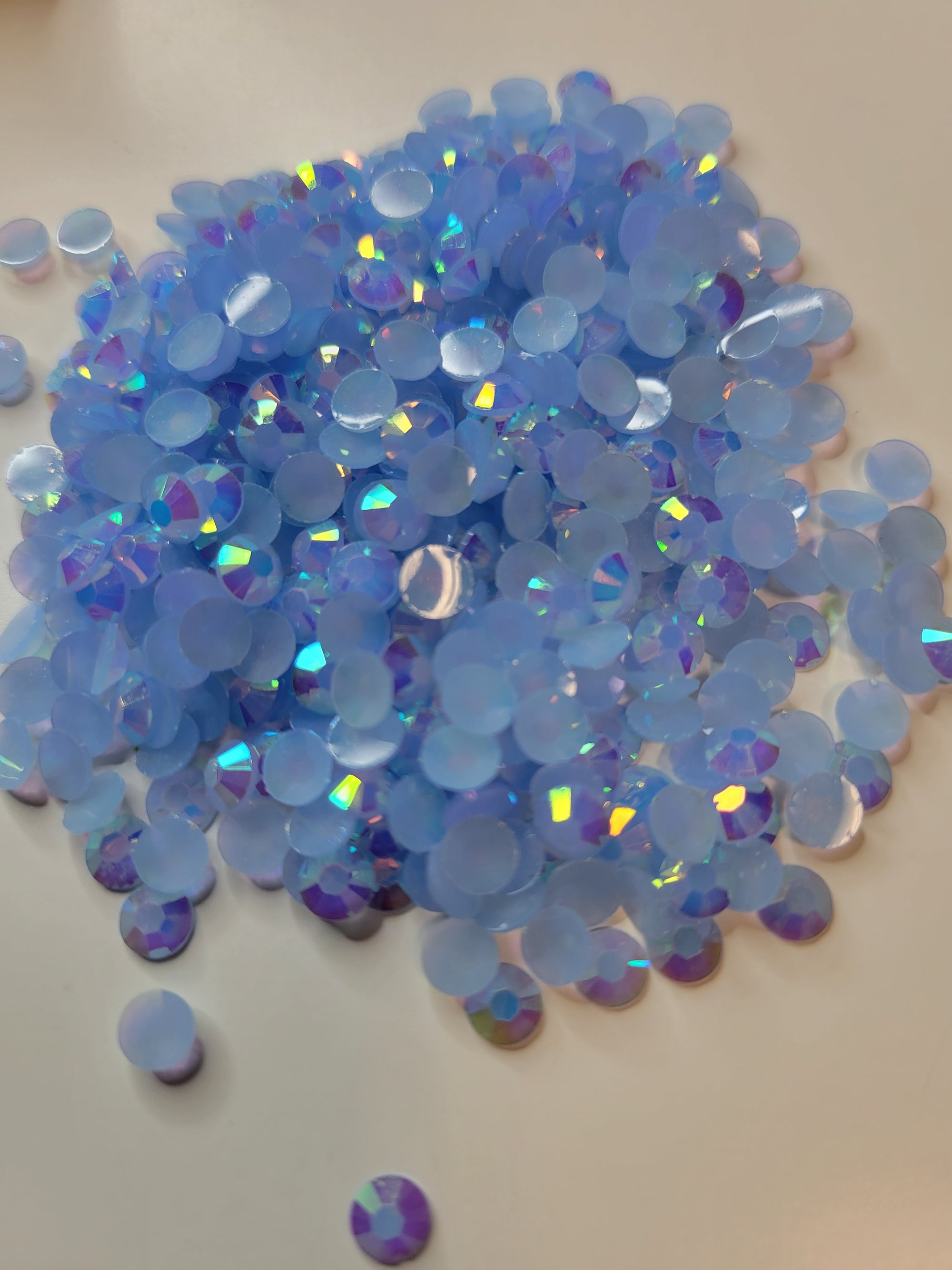 Lt. Sapphire Jelly AB Resin Round Flat Back Rhinestones